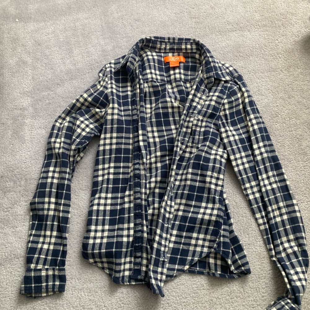Joe Fresh women’s Flannel Navy and White Checkered Shirt - M